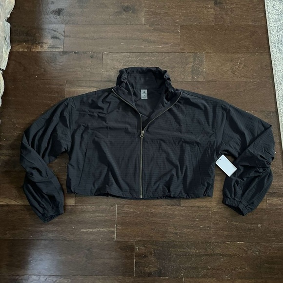 Spiritual Gangster-Cropped Zip Woven Active Jacket-Black size M-NWT-Retail $158 - Picture 7 of 11